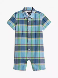 Plaid Stretch-Cotton Shortall