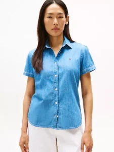 Chambray Puff-Sleeve Shirt