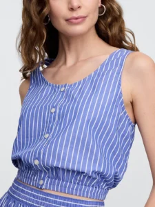 Poplin Cropped Scoopneck Top Talla XS Hasta Talla XXL