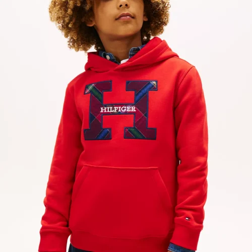 Kids' Plaid Logo Pullover Hoodie